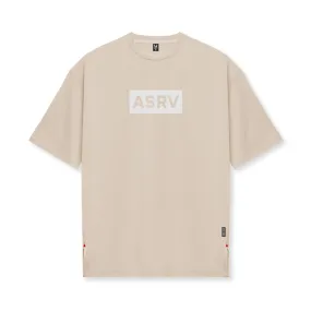 0822. AeroSilver® Oversized Tee - Beige "Box Logo"