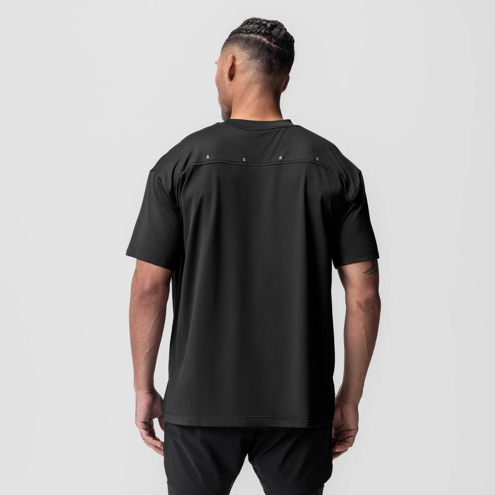 0822. AeroSilver® Oversized Tee - Black "OTWR"