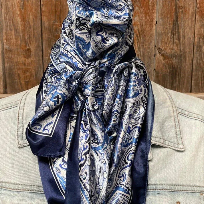 35X35" Blue & White Paisley Wild Rag