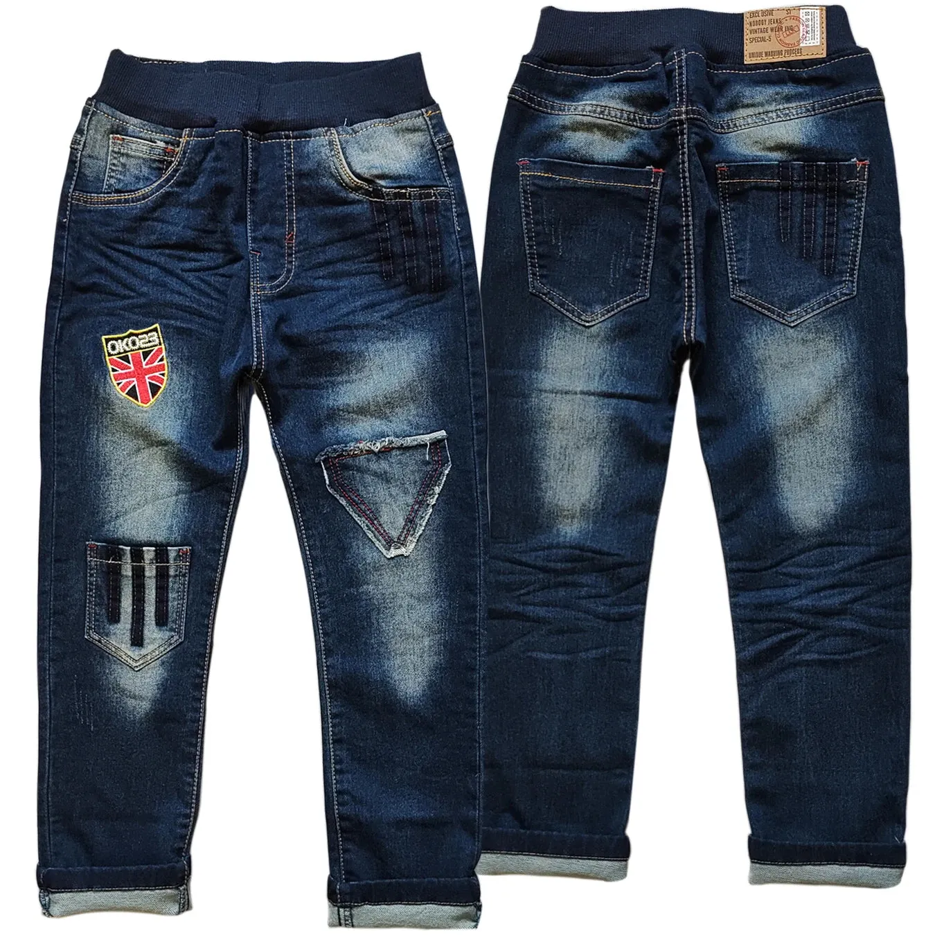 5059 Skinny Boys/Girls Pants  Soft  Denim Blue Trousers Elastic Waist  Kids' Jeans spring autumn