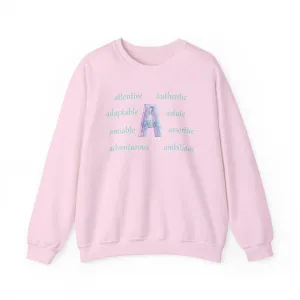 A Alphabet Sweatshirt, Motivational, Alphabet Initial "A" Unisex Heavy Blend™ Mental Health, Optimistic Crewneck Sweatshirt, Self-affirming Sweatshirt