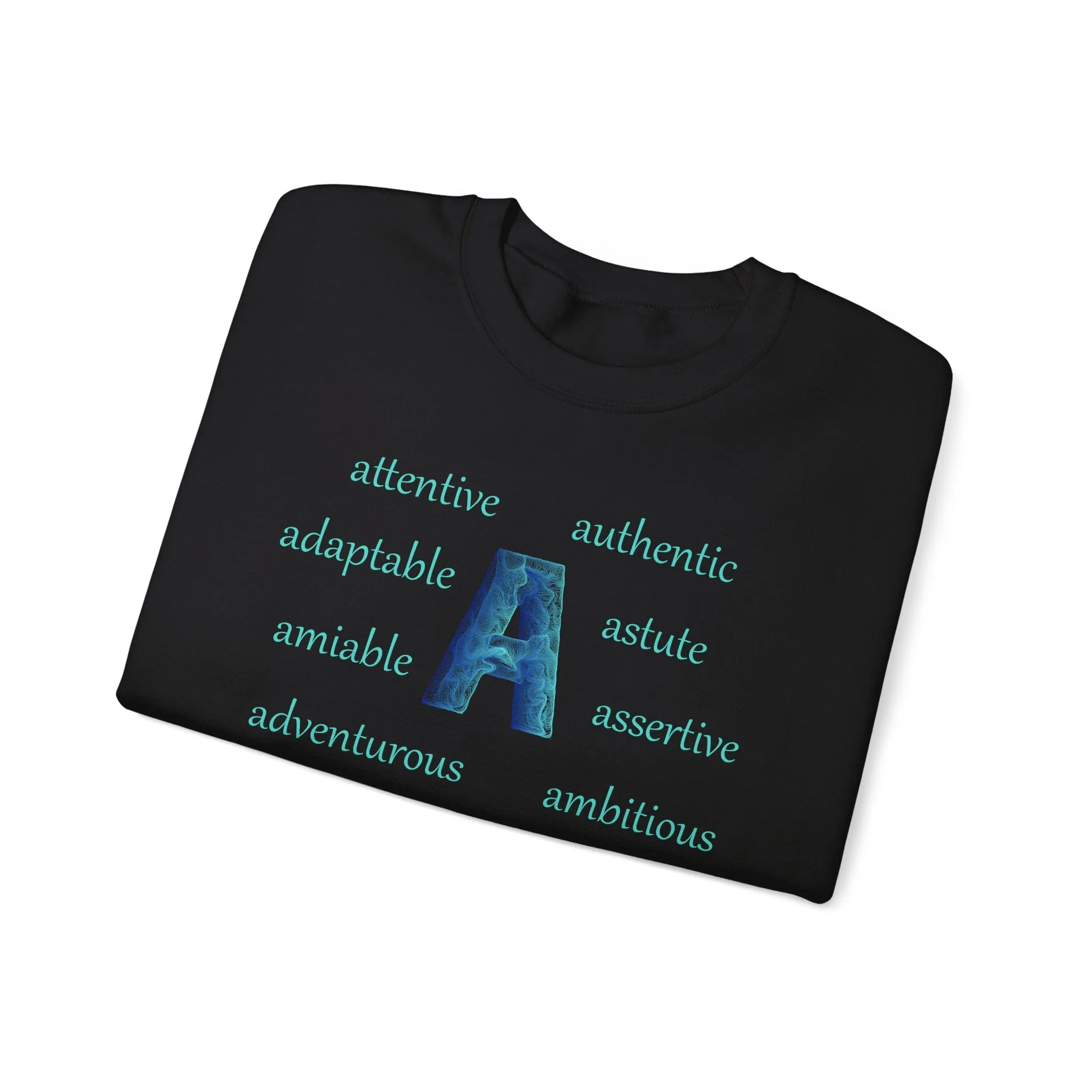 A Alphabet Sweatshirt, Motivational, Alphabet Initial "A" Unisex Heavy Blend™ Mental Health, Optimistic Crewneck Sweatshirt, Self-affirming Sweatshirt