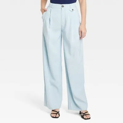 A New Day Women's Plus Relaxed High Rise Baggy Wide Leg Trousers Inside Pocket