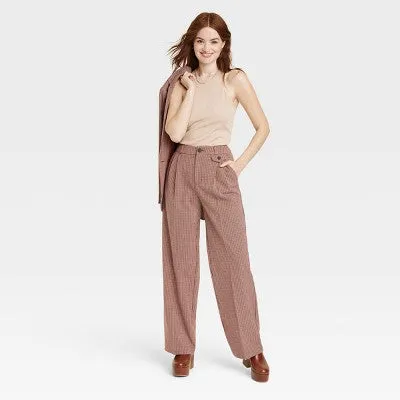 A New Day Women's Plus Relaxed High Rise Baggy Wide Leg Trousers Inside Pocket