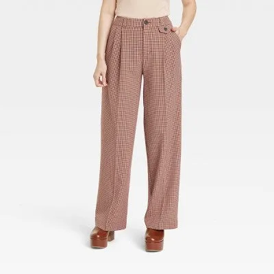 A New Day Women's Plus Relaxed High Rise Baggy Wide Leg Trousers Inside Pocket