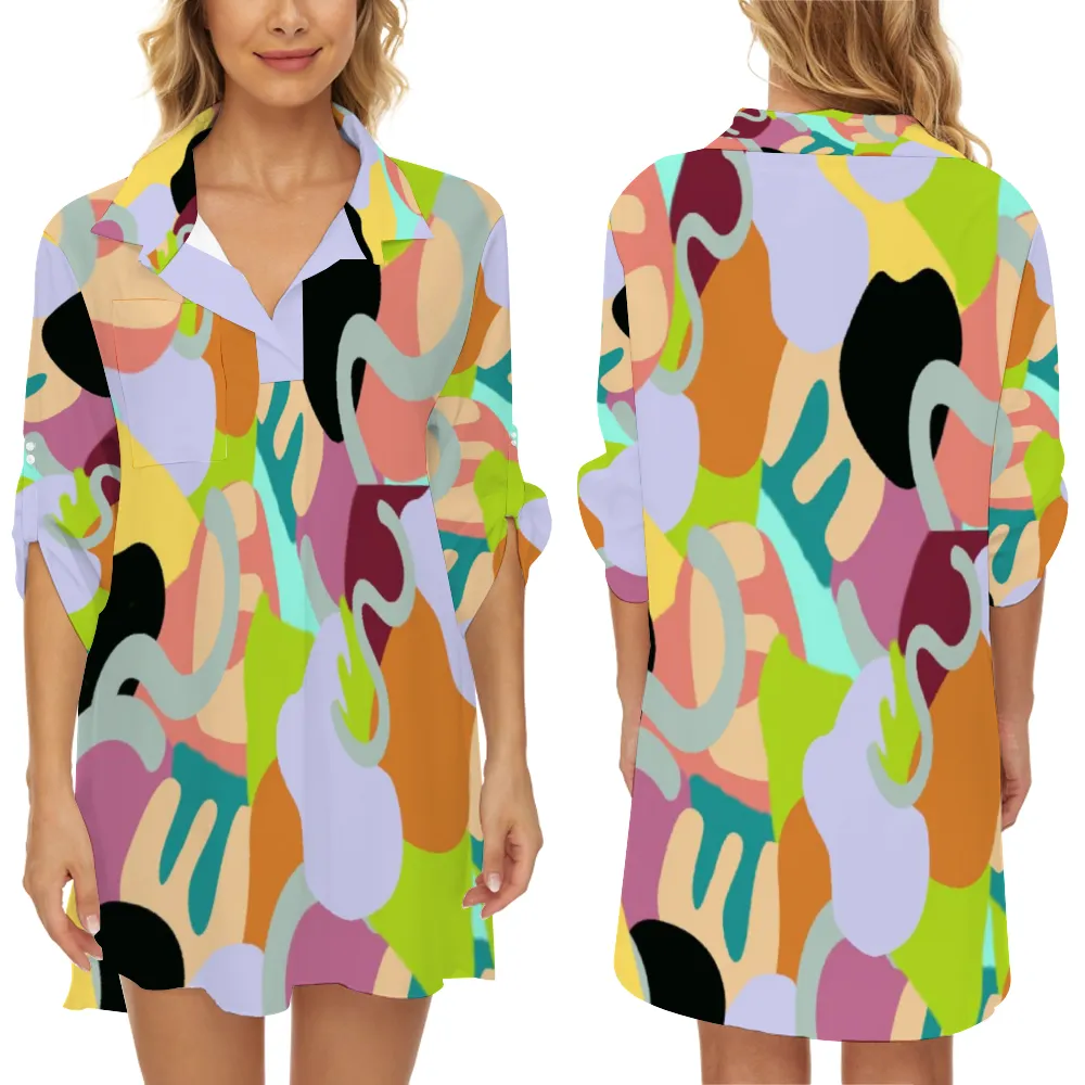 Abstract Wild Women's Half Sleeve Blouse