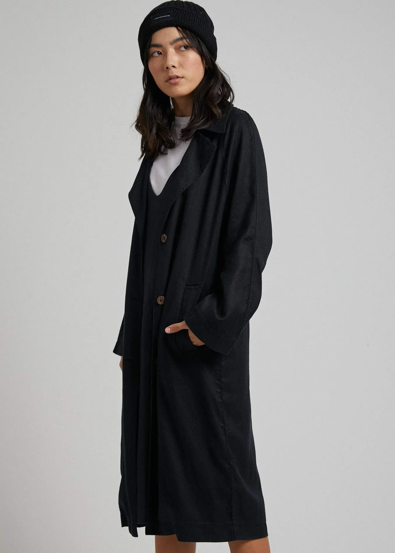 Afends Womens Maya - Hemp Trench Coat - Black