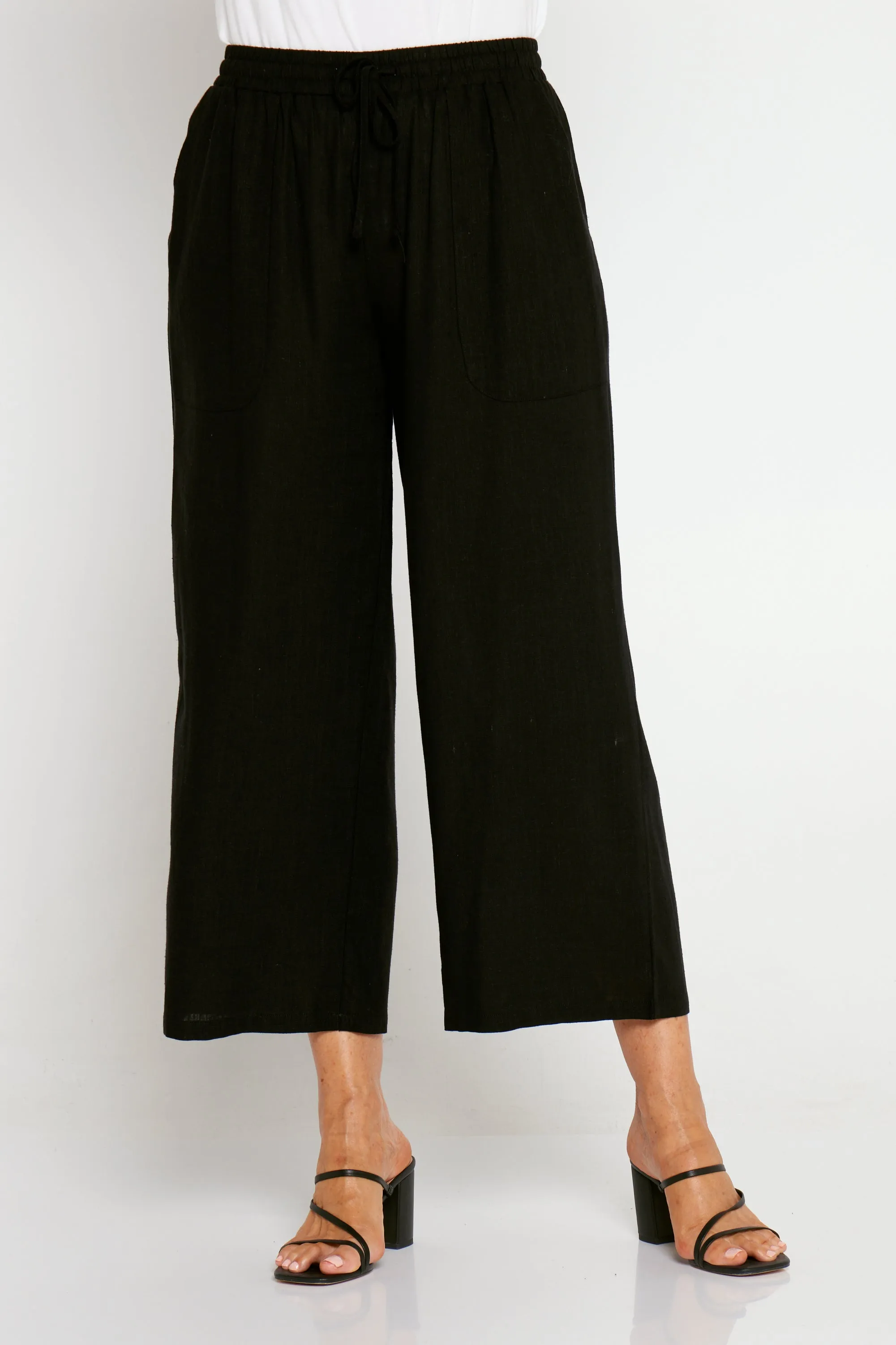 Aiko Linen Pants - Black