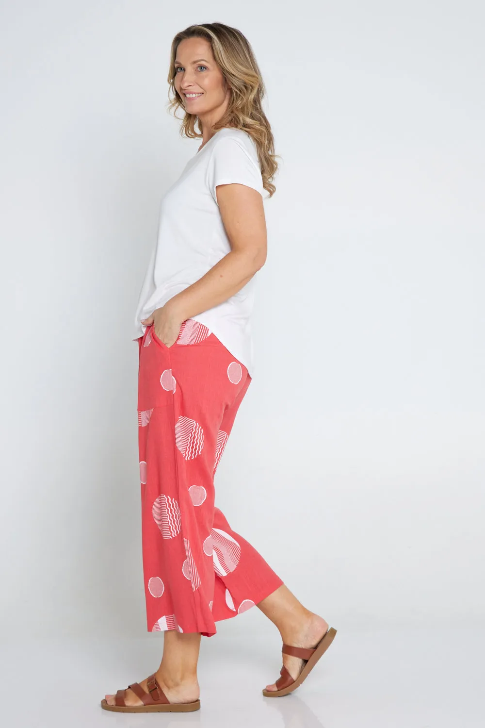 Aiko Linen Pants - Coral Spot