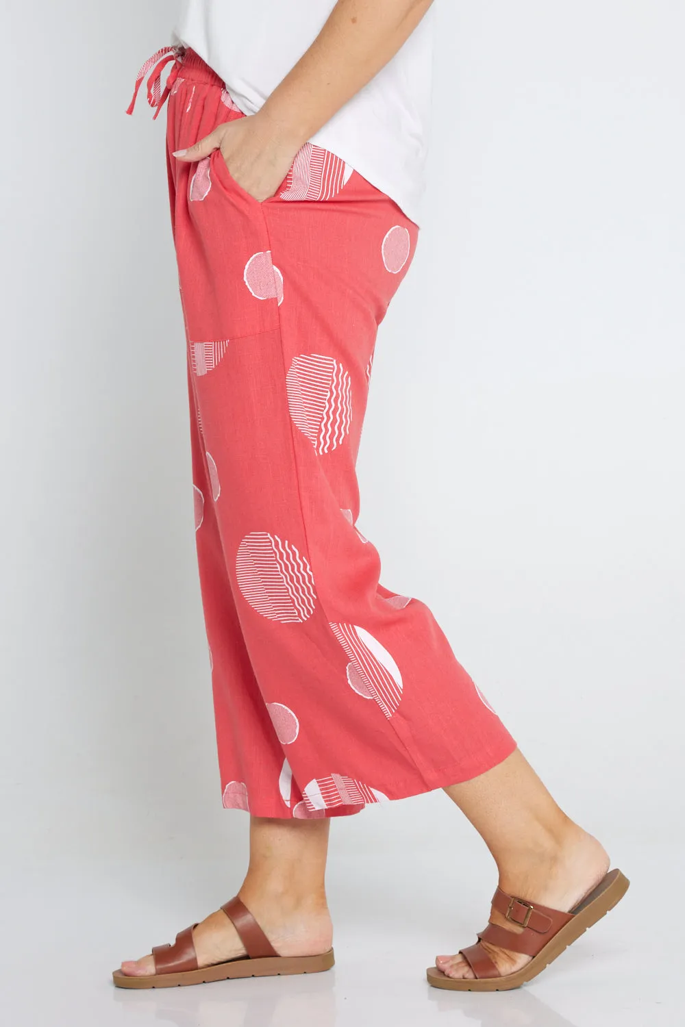 Aiko Linen Pants - Coral Spot