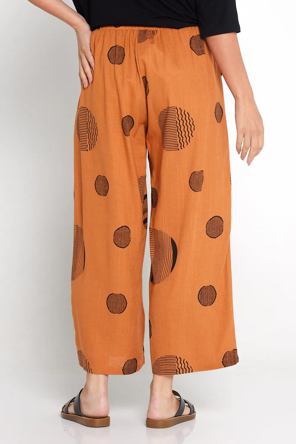 Aiko Linen Pants - Tan/Black Circle