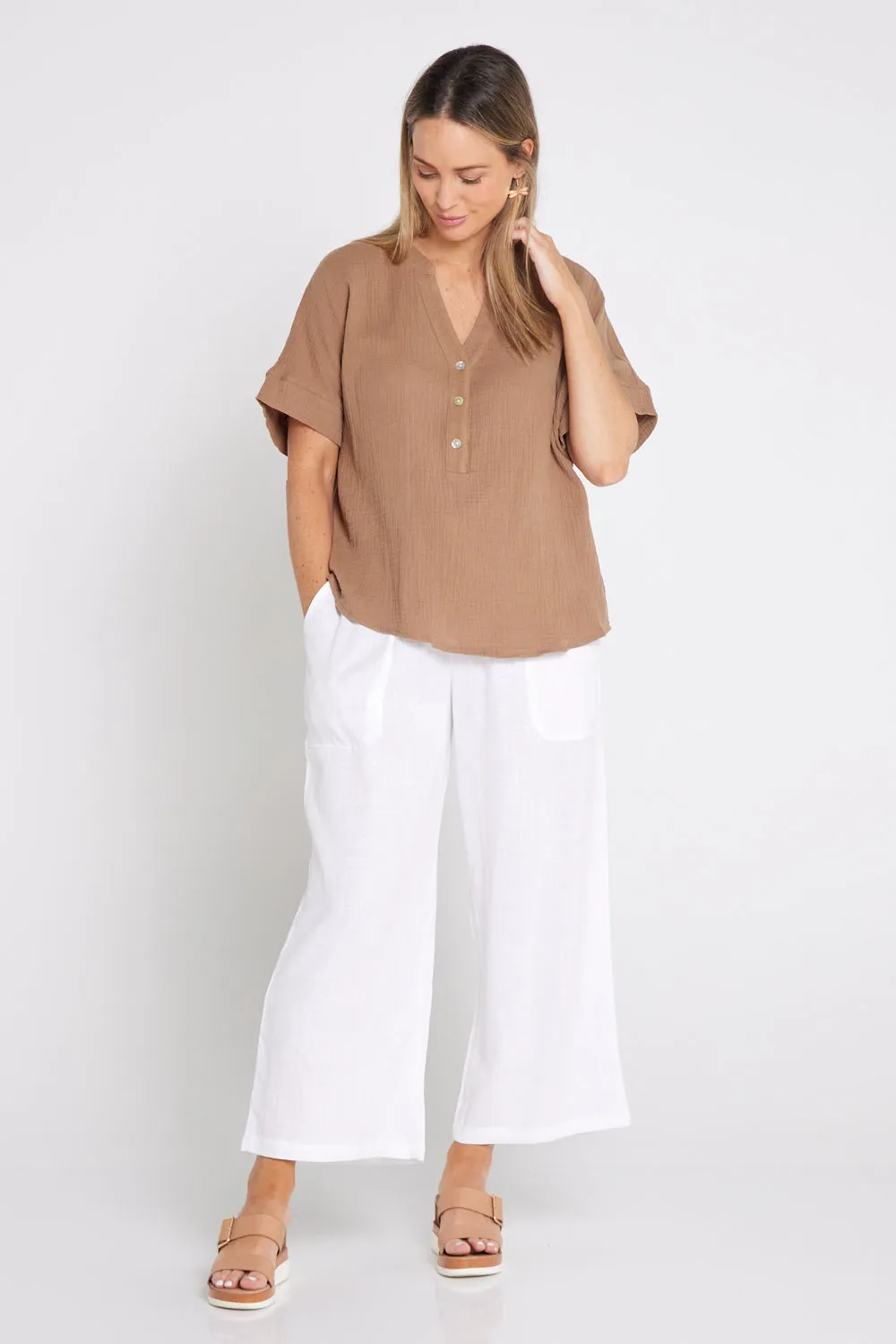 Aiko Linen Pants - White Linen