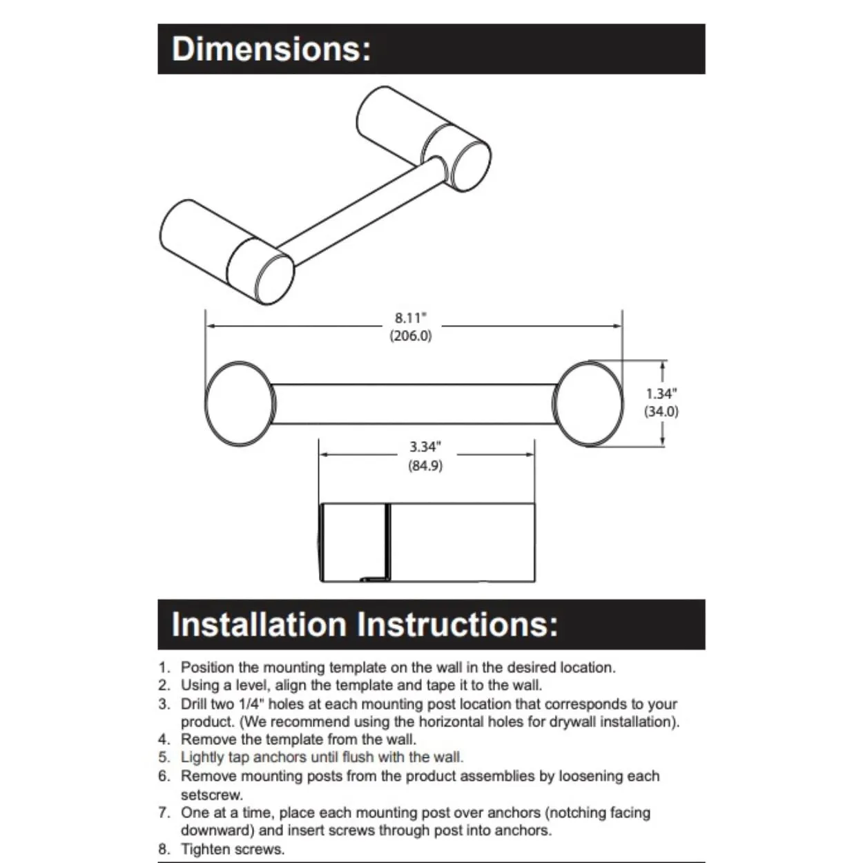 Align Collection - 4 Piece Bathroom Hardware Accessory Set Includes 24" Towel Bar, Hand