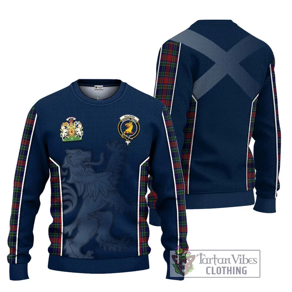 Allison Red Tartan Ugly Sweater with Family Crest and Lion Rampant Vibes Sport Style