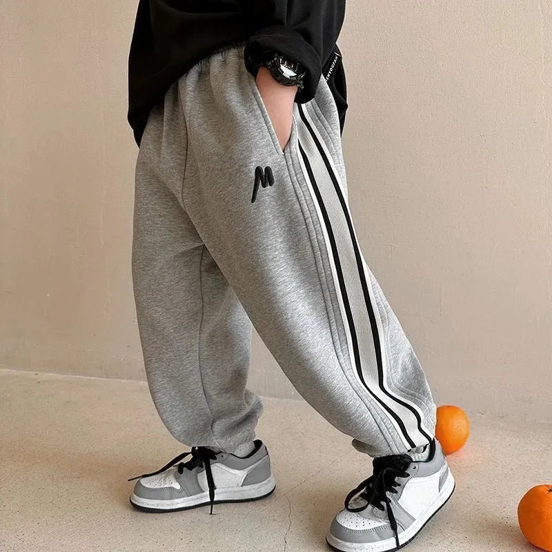 Autumn Kid Casual Letter Sweatpant Boy Ankle Length Sporty Trousers 3 y Young Child Clothes Spring Thin Elastic Waist Harem Pant