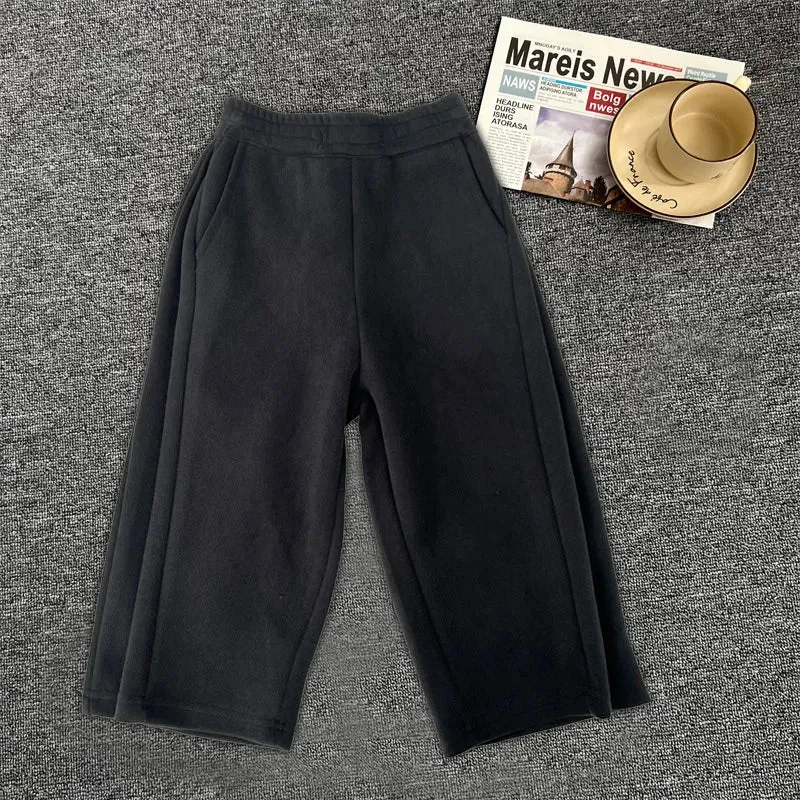 Autumn Kids Pants children solid color loose wide leg pants boys soft all-match straight sweatpants