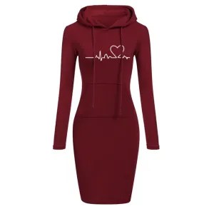 Autumn Winter Women Hoodies Sweatshirts Long-sleeved Dress