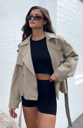 Azura Grey Cropped Trench Coat