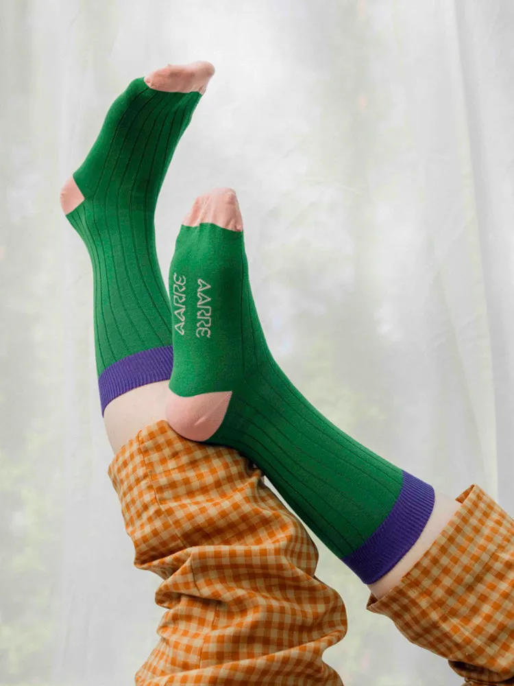 Bamboo Rib Socks Green