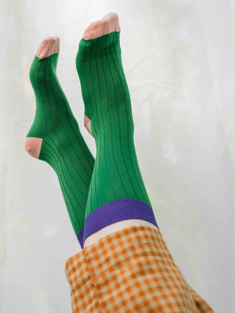 Bamboo Rib Socks Green