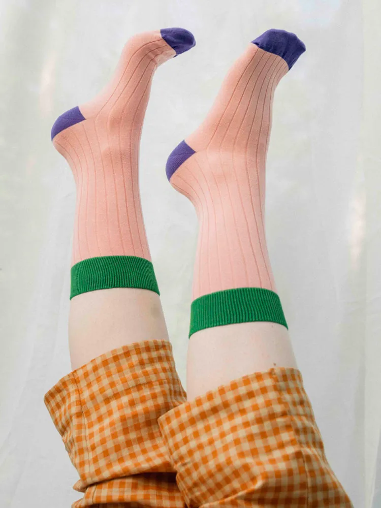 Bamboo Rib Socks Pink