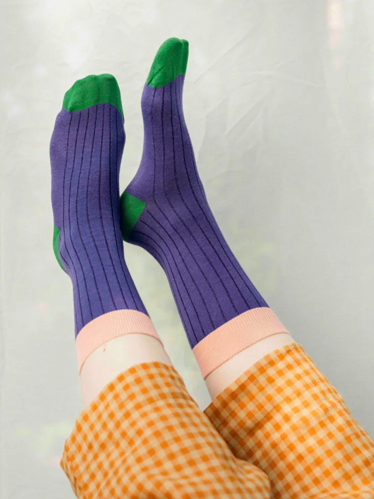 Bamboo Rib Socks Purple