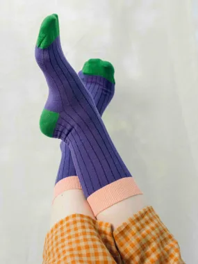 Bamboo Rib Socks Purple