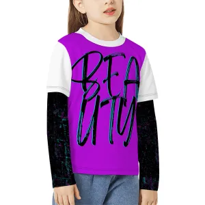 Beauty Kids Long-Sleeve Splicing T-Shirt