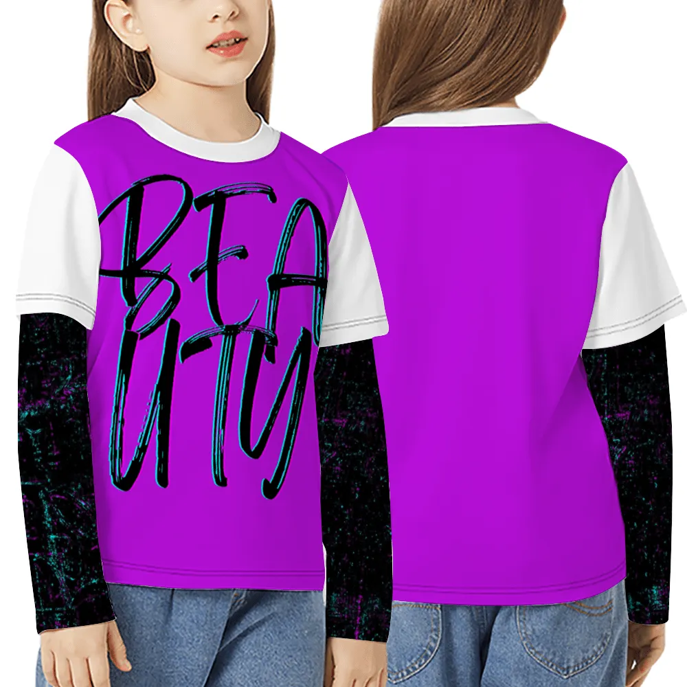 Beauty Kids Long-Sleeve Splicing T-Shirt