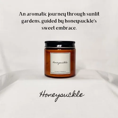 Better co Scented Soy Wax Amber Jar Candle Organic Luxury Aroma Burning Time Upto 20 Hours. Combo Pack of Lavender and Honeysuckle