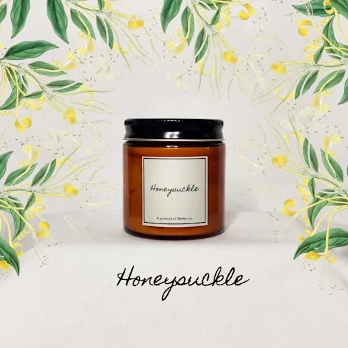 Better co Scented Soy Wax Amber Jar Candle Organic Luxury Aroma Burning Time Upto 20 Hours. Combo Pack of Lavender and Honeysuckle