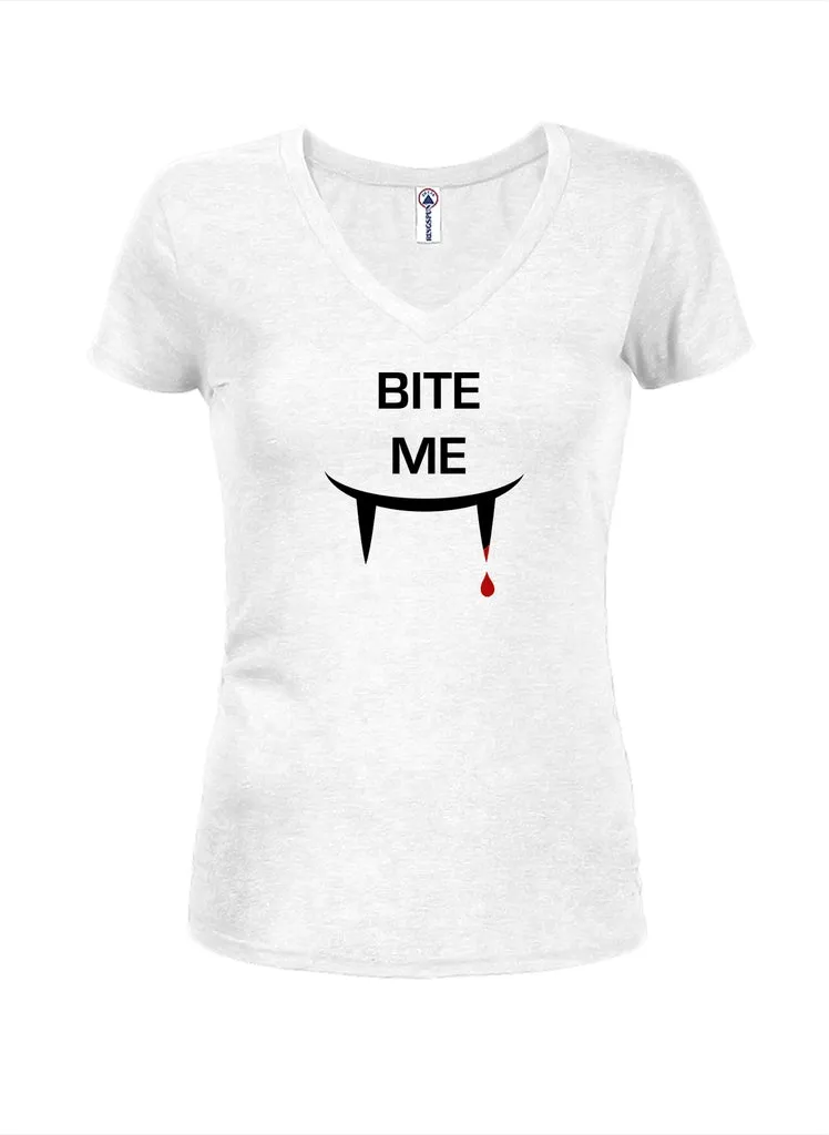 Bite Me Juniors V Neck T-Shirt