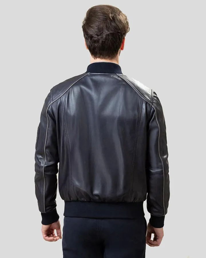 Black Bomber Lambskin Leather Jacket