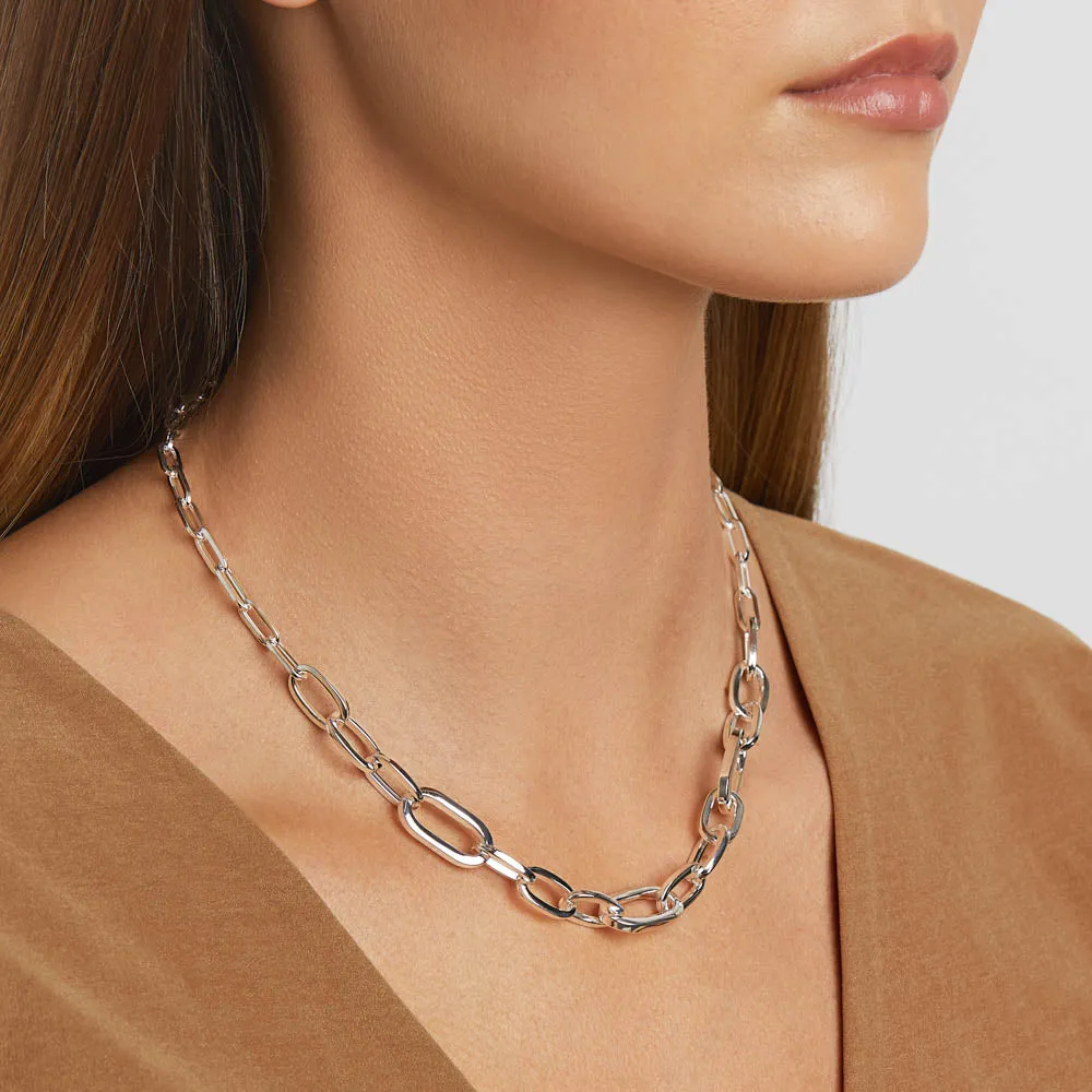 Bold Paperclip Chain Necklace in Silver