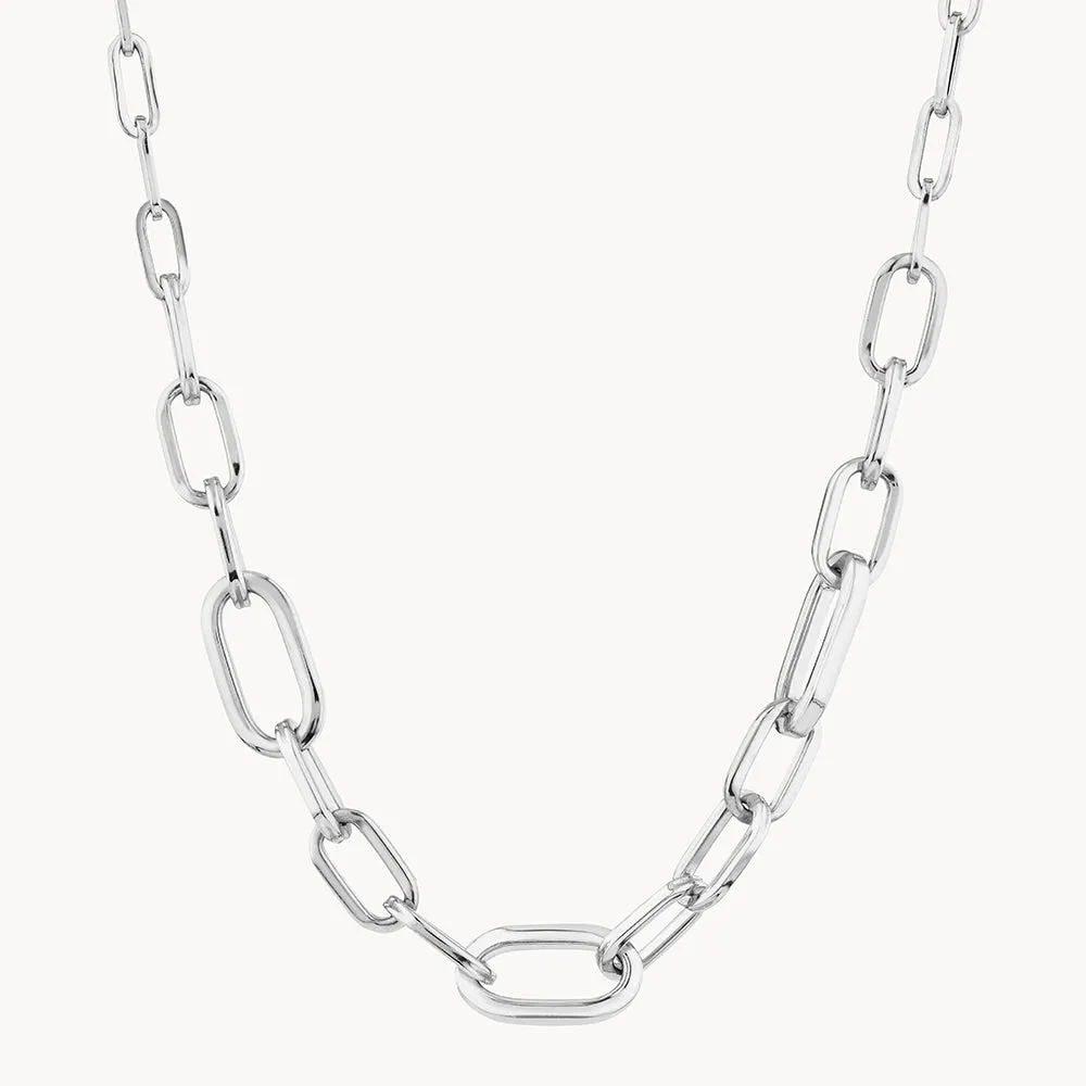 Bold Paperclip Chain Necklace in Silver