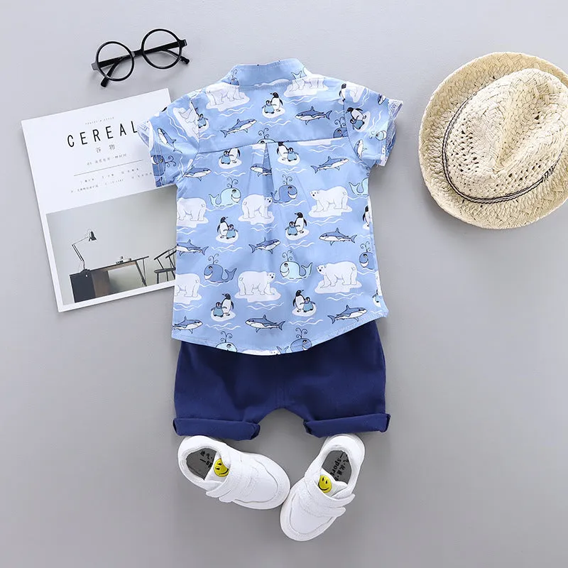 Boy baby infant child suit shirt short sleeve suit