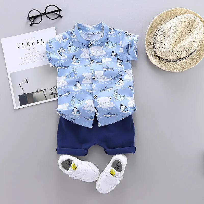 Boy baby infant child suit shirt short sleeve suit