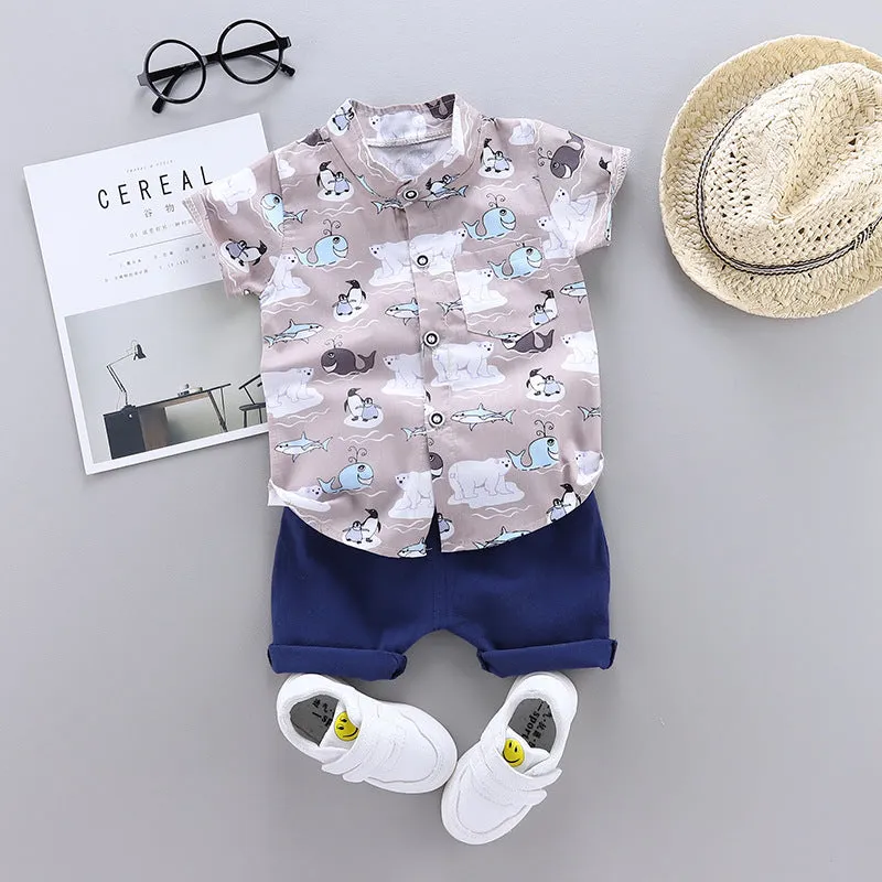 Boy baby infant child suit shirt short sleeve suit