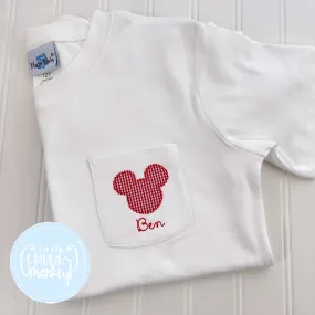 Boy Pocket Shirt - Mouse Appliqué