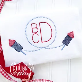 Boy Shirt - Monogram with Fireworks Frame