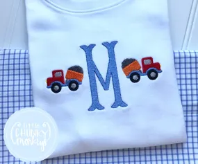 Boy Shirt - Single Initial with Mini Dump Trucks