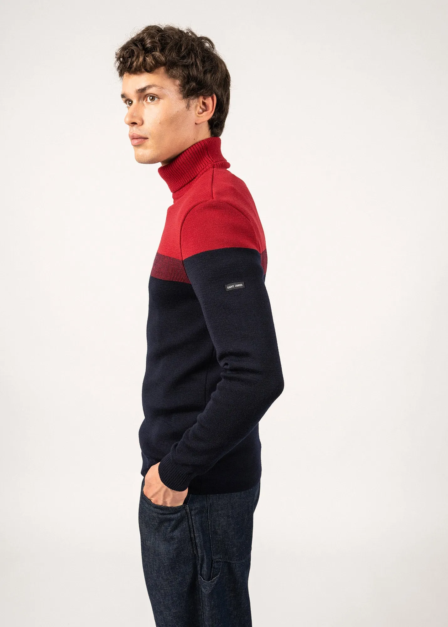 Bretagne Roulé sailor jumper - turtleneck, in wool (MARINE/PERSAN)