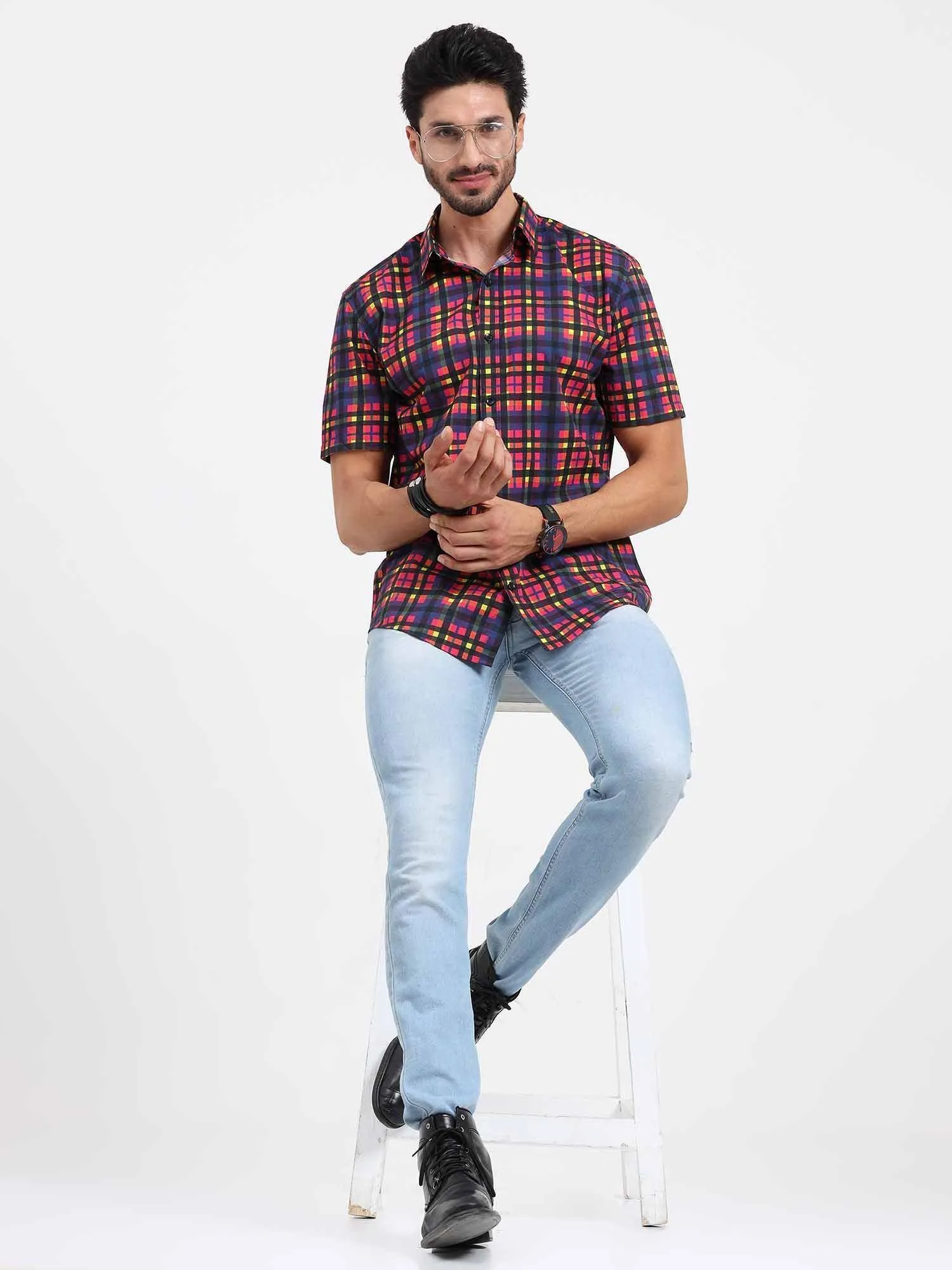 Bright Checks Half Sleeve Shirt