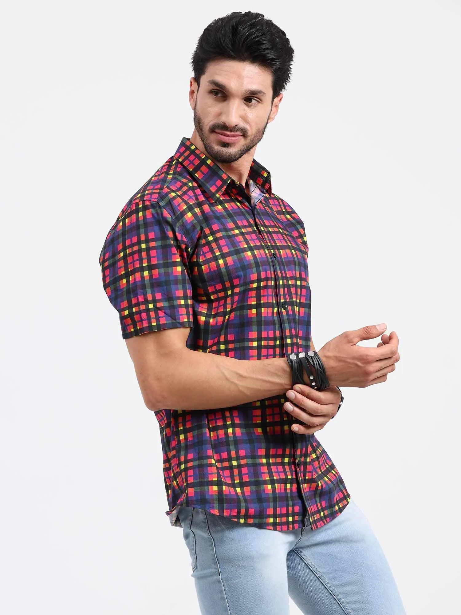 Bright Checks Half Sleeve Shirt