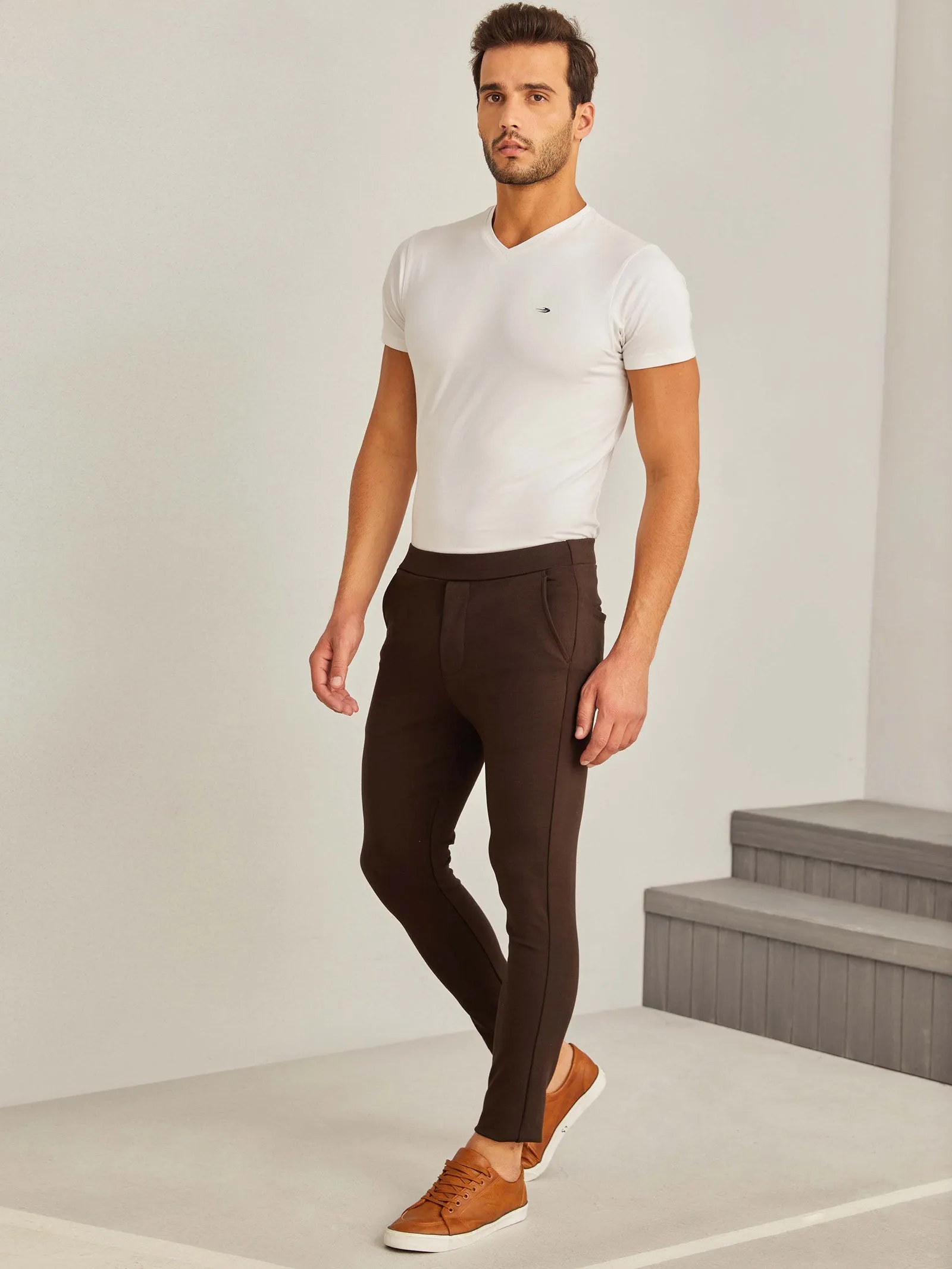 Brown 4-Way Stretch Travel Trouser