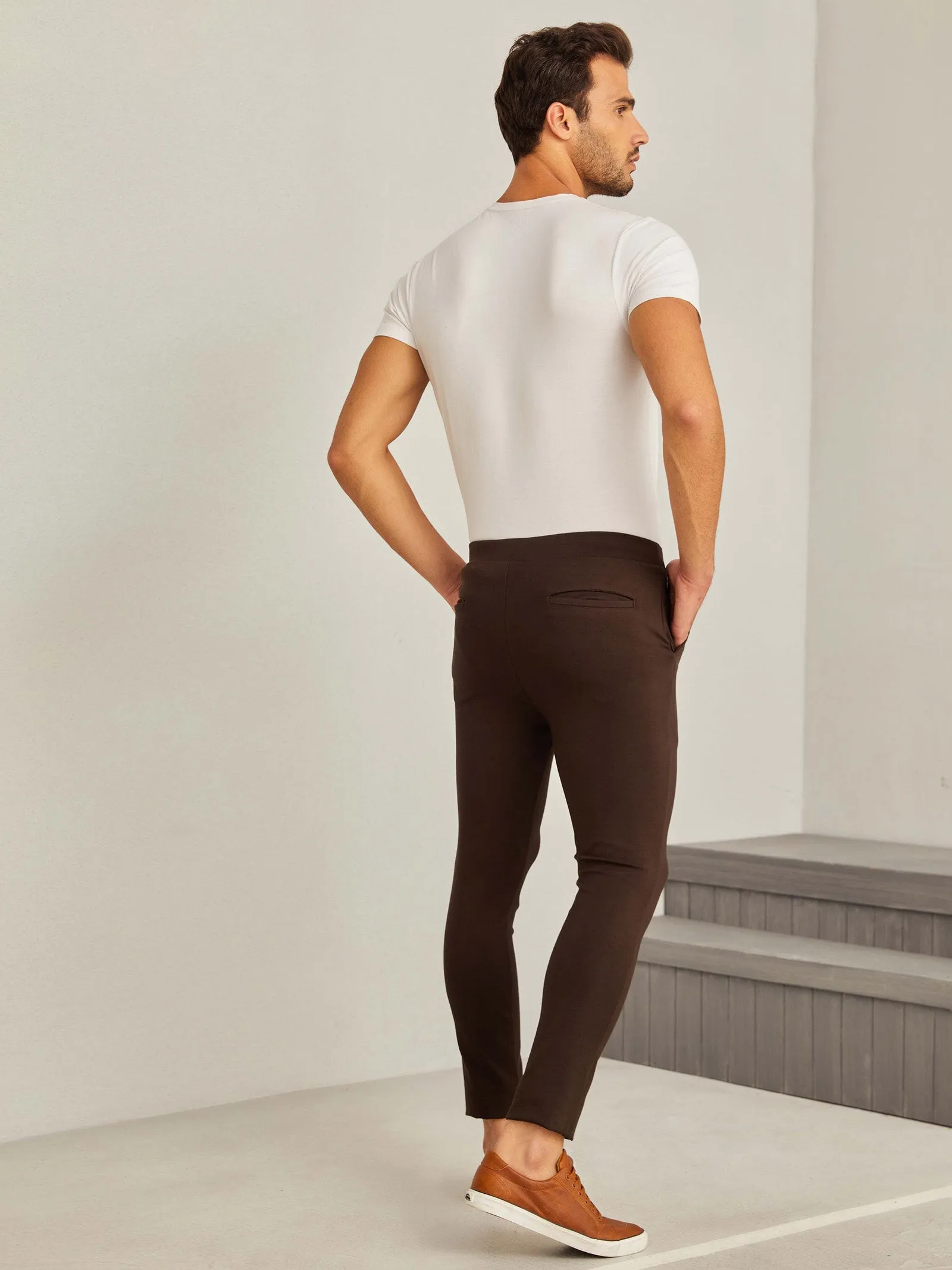 Brown 4-Way Stretch Travel Trouser