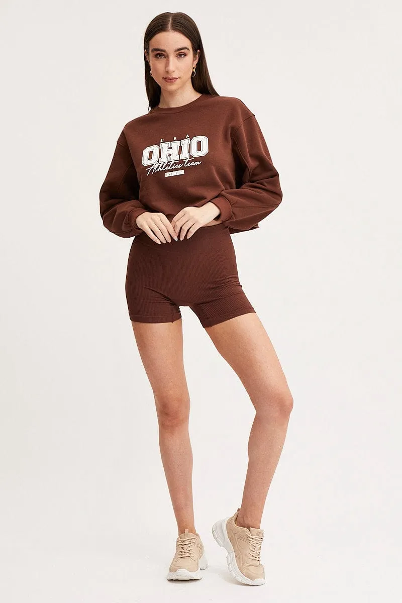 Brown Graphic Sweater