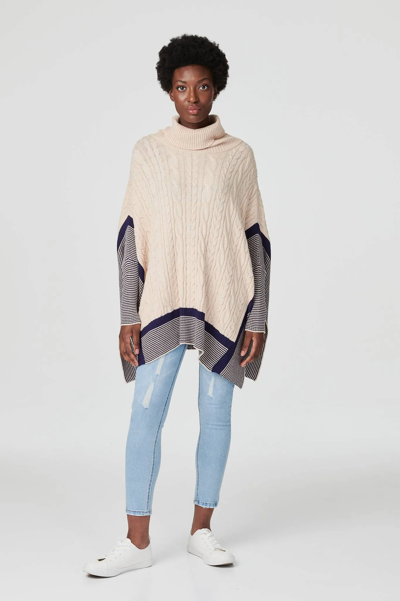 Cable Knit Roll Neck Knit Jumper