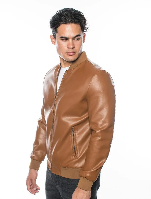 Camel Men's Fancy Pleather Jacket