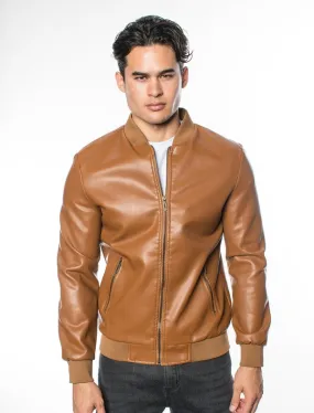 Camel Men's Fancy Pleather Jacket